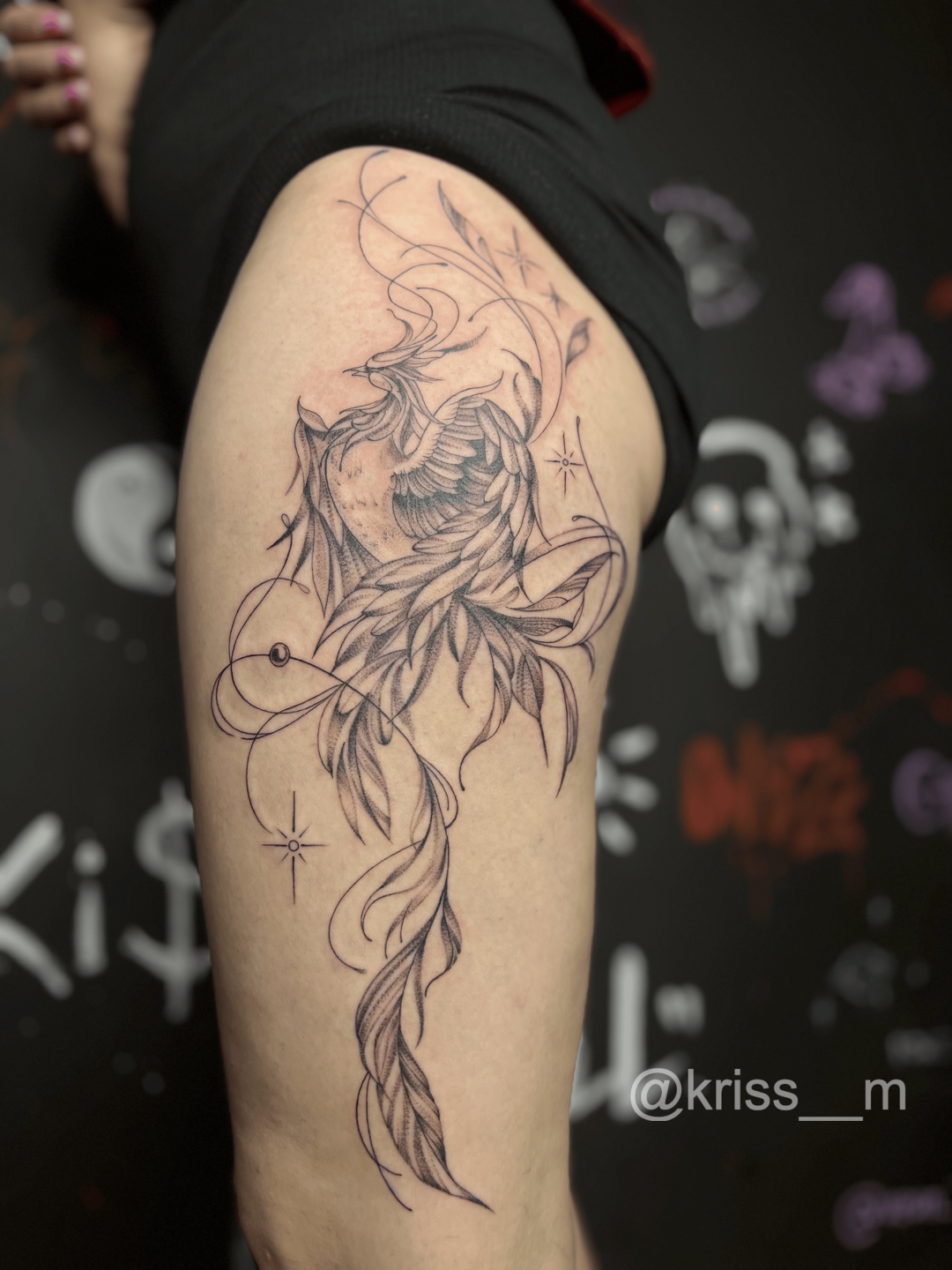 тату феніксу на бедрі, тату майстер kriss__m, Умань